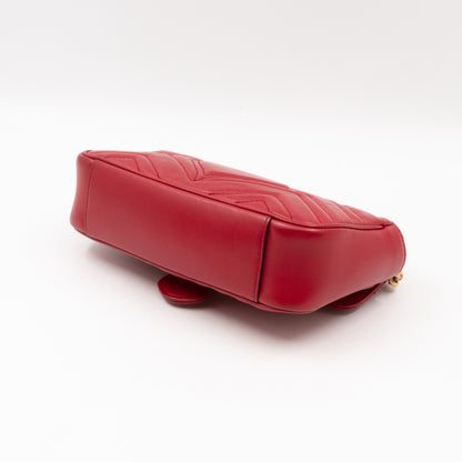 GG Marmont Flap Mini Red Matelassé Leather