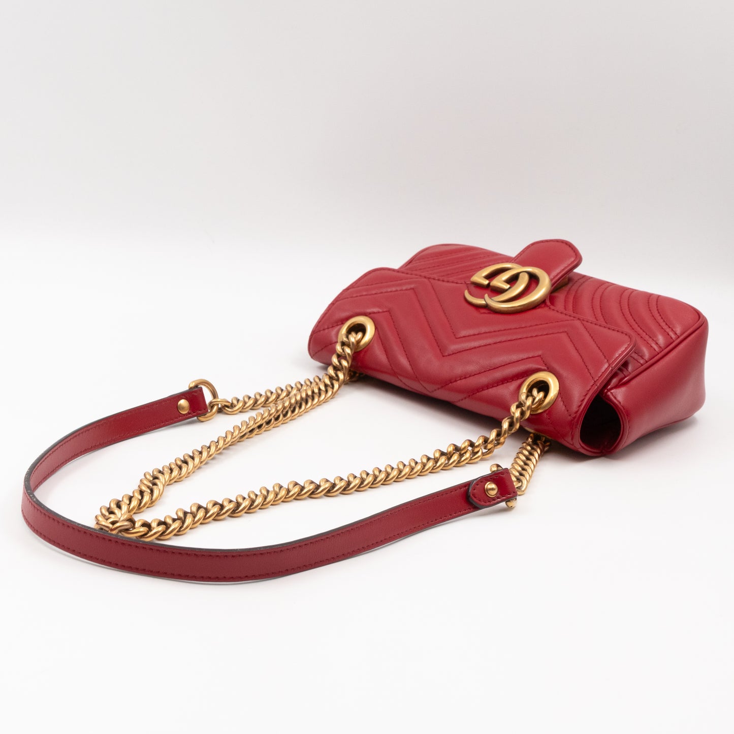 GG Marmont Flap Mini Red Matelassé Leather