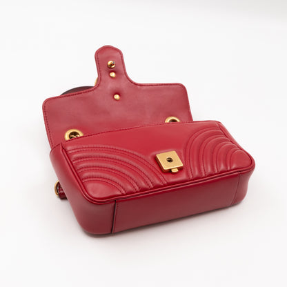 GG Marmont Flap Mini Red Matelassé Leather