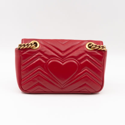 GG Marmont Flap Mini Red Matelassé Leather