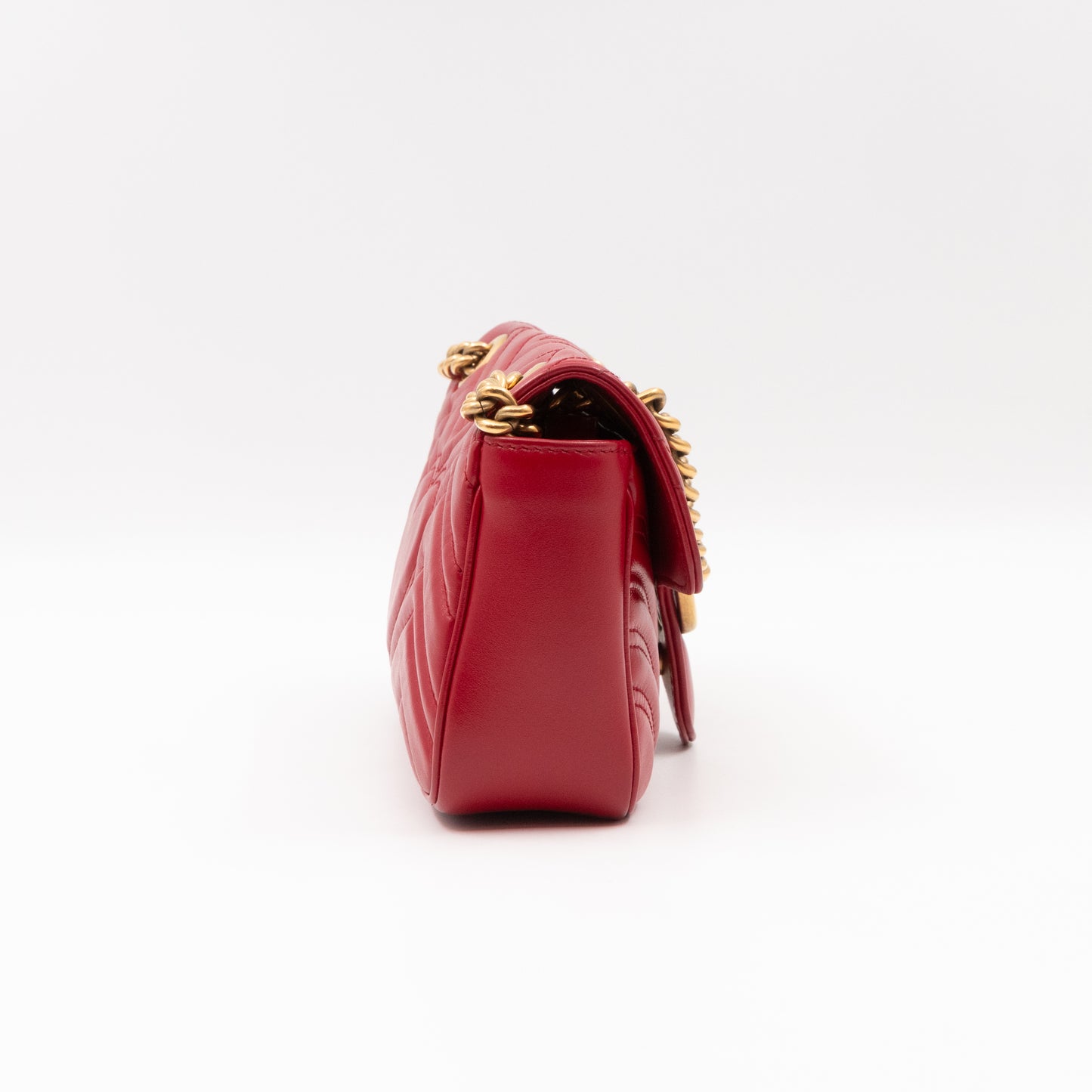 GG Marmont Flap Mini Red Matelassé Leather