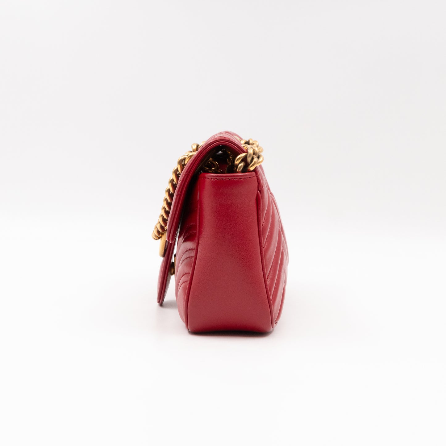 GG Marmont Flap Mini Red Matelassé Leather