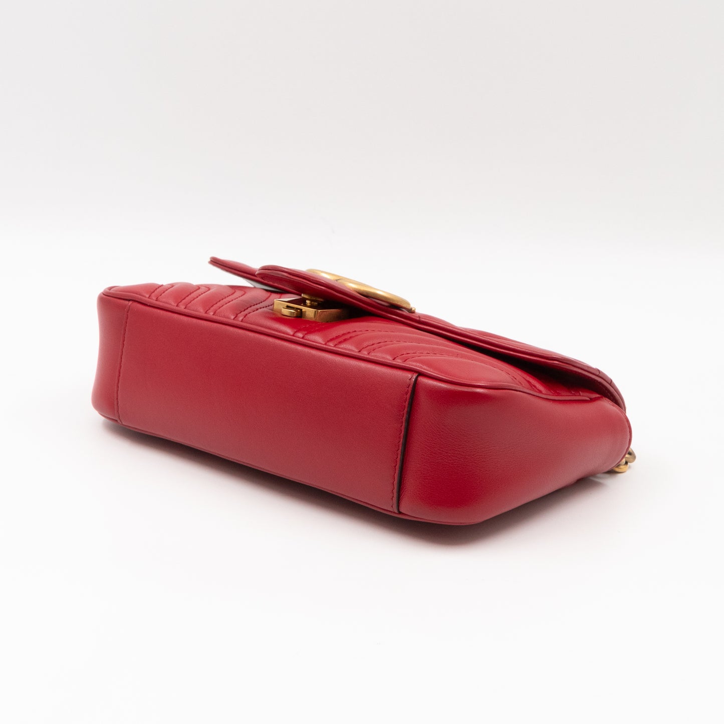 GG Marmont Flap Mini Red Matelassé Leather