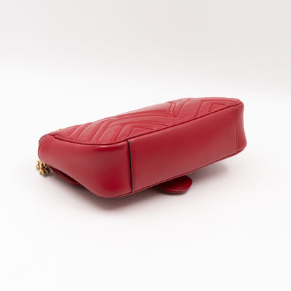 GG Marmont Flap Mini Red Matelassé Leather