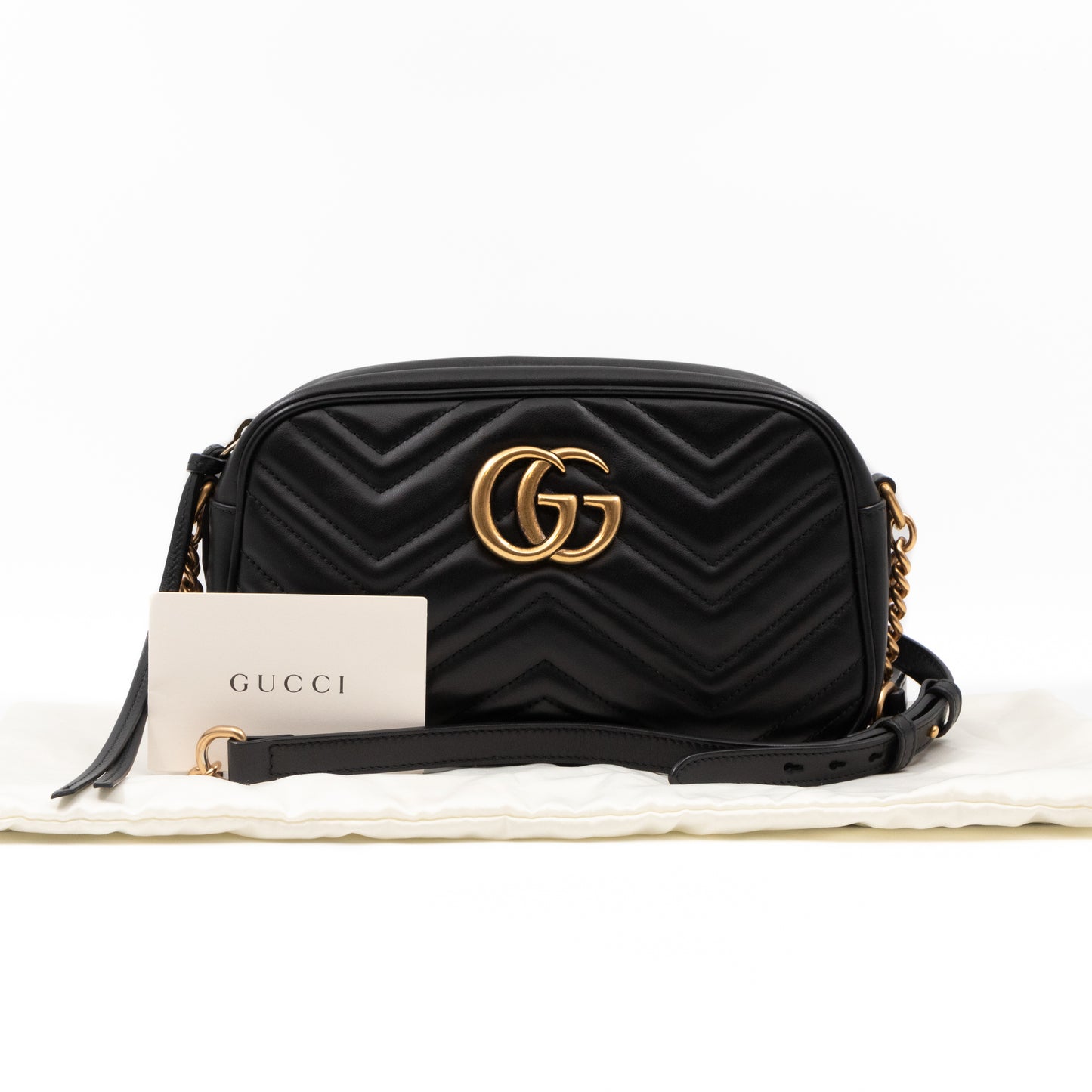 GG Marmont Small Matelasse Black Leather