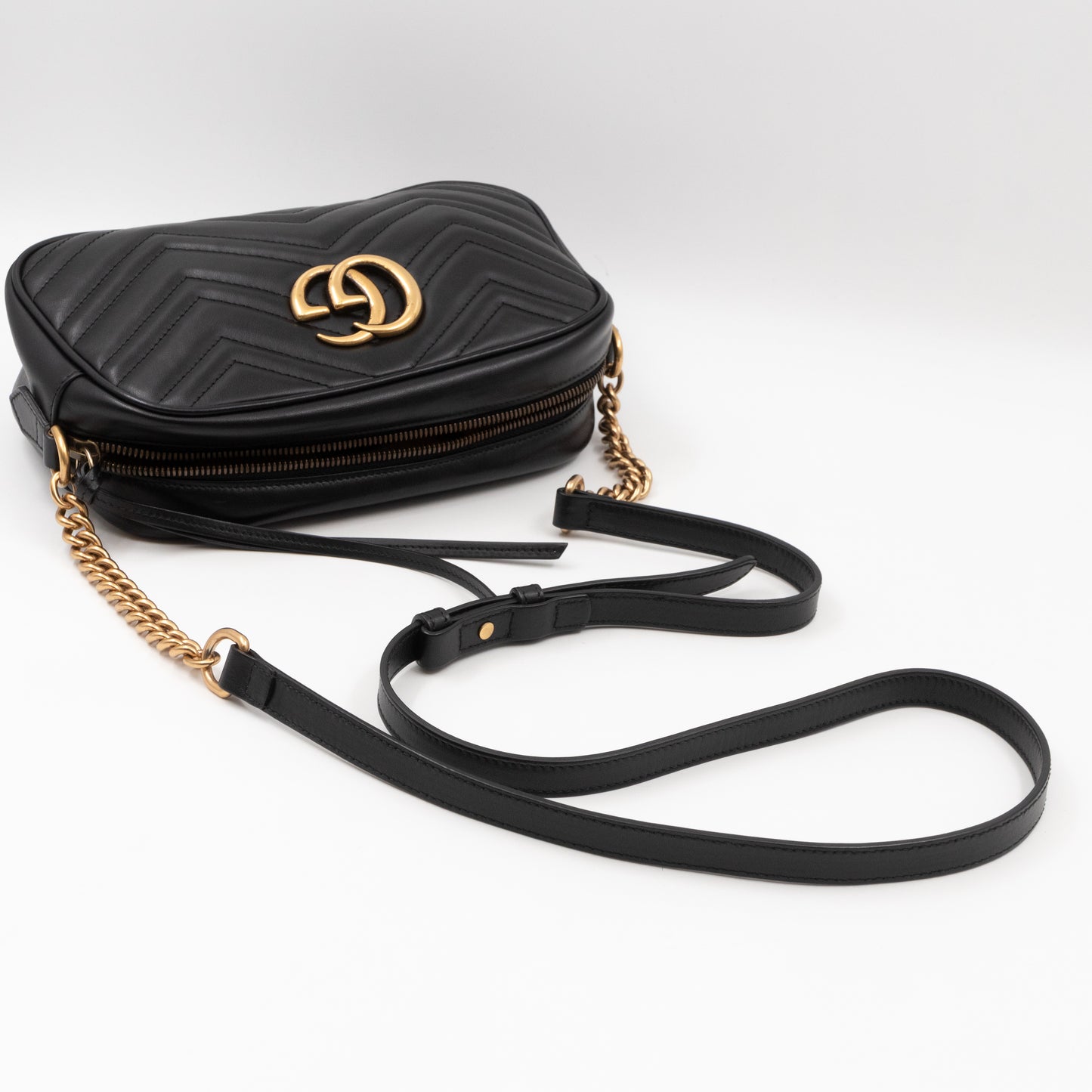 GG Marmont Small Matelasse Black Leather