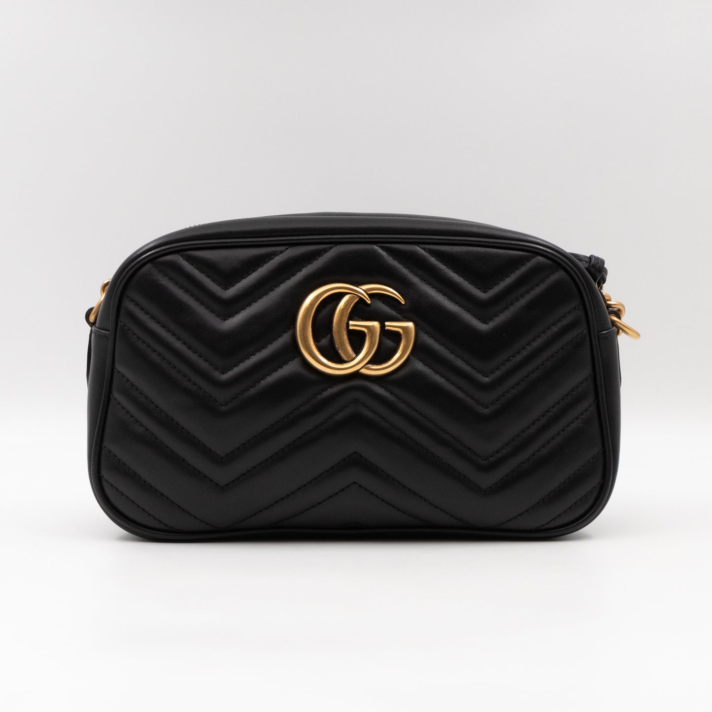 GG Marmont Small Matelasse Black Leather