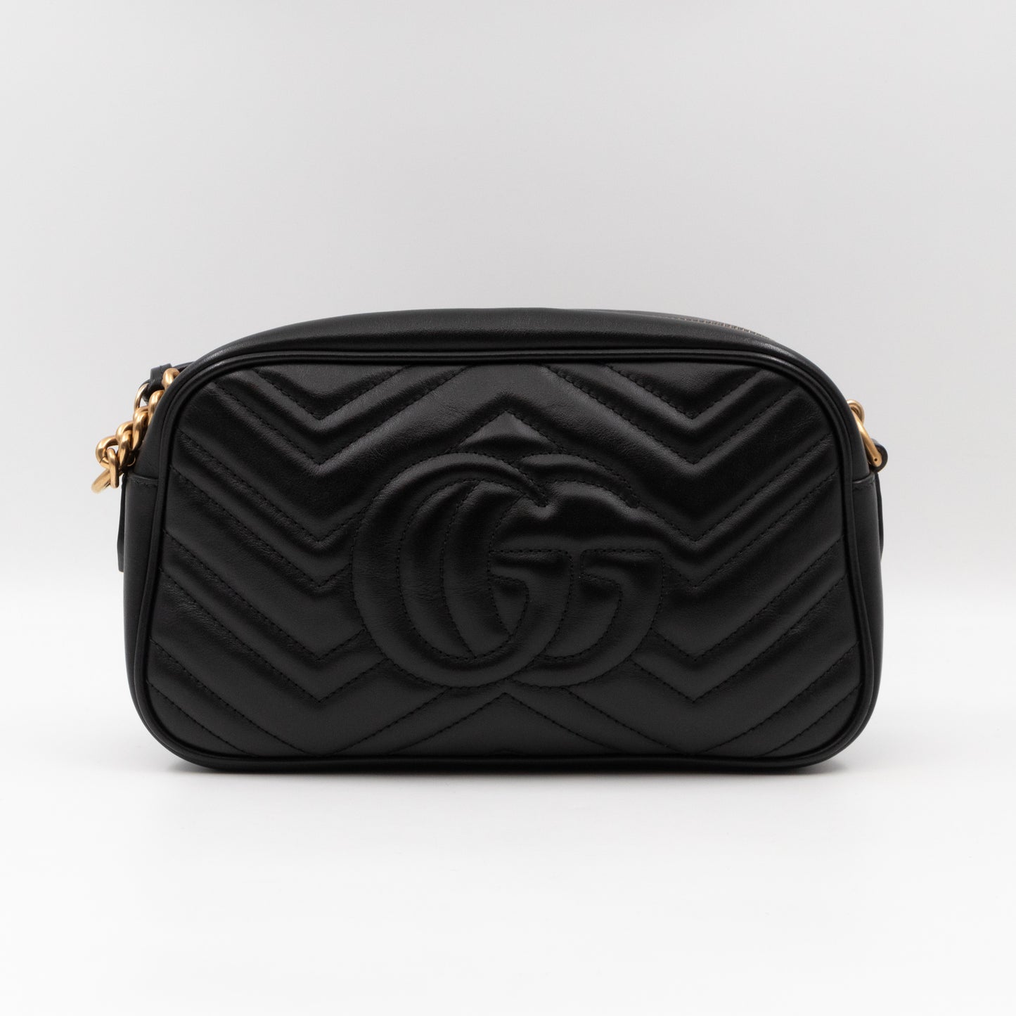 GG Marmont Small Matelasse Black Leather