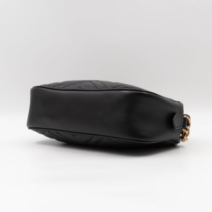 GG Marmont Small Matelasse Black Leather