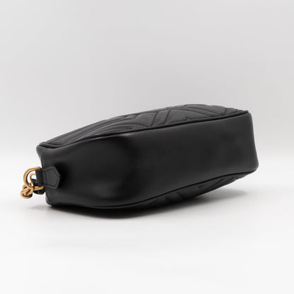 GG Marmont Small Matelasse Black Leather