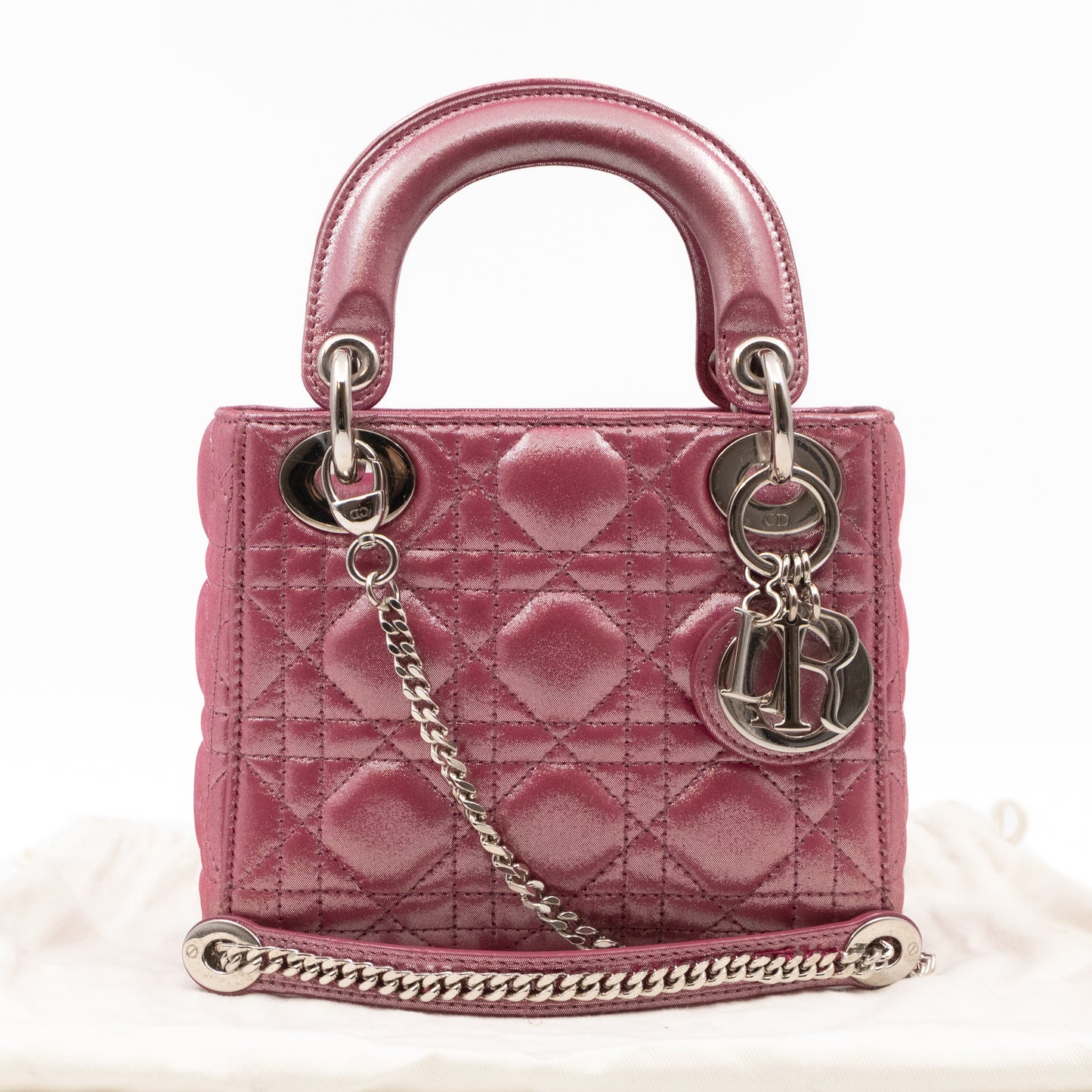 Lady Dior Mini Pink Metallic Leather