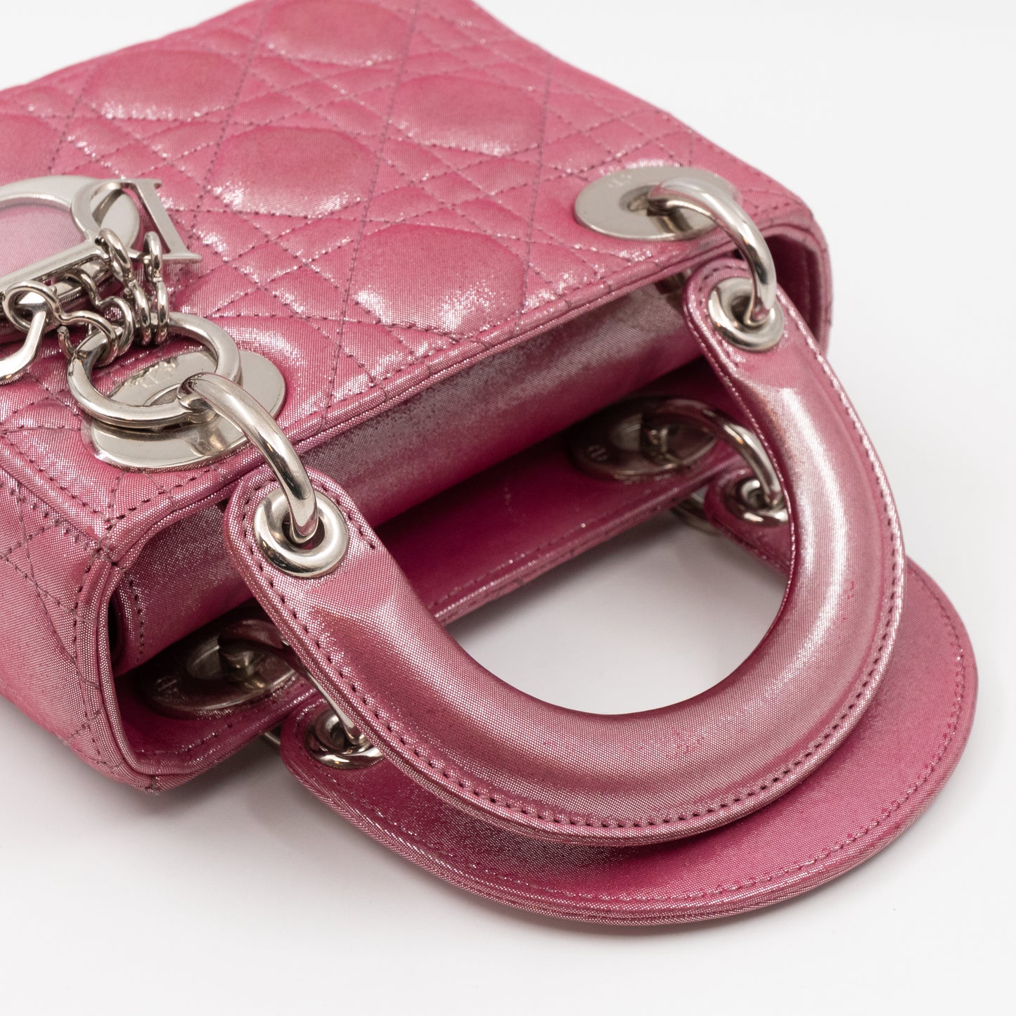 Lady Dior Mini Pink Metallic Leather