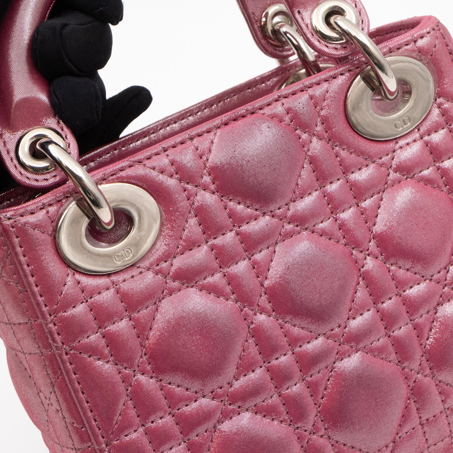 Lady Dior Mini Pink Metallic Leather