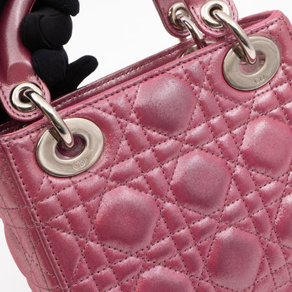 Lady Dior Mini Pink Metallic Leather