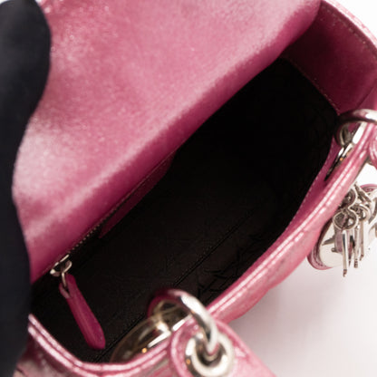 Lady Dior Mini Pink Metallic Leather