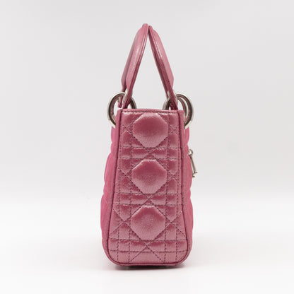 Lady Dior Mini Pink Metallic Leather