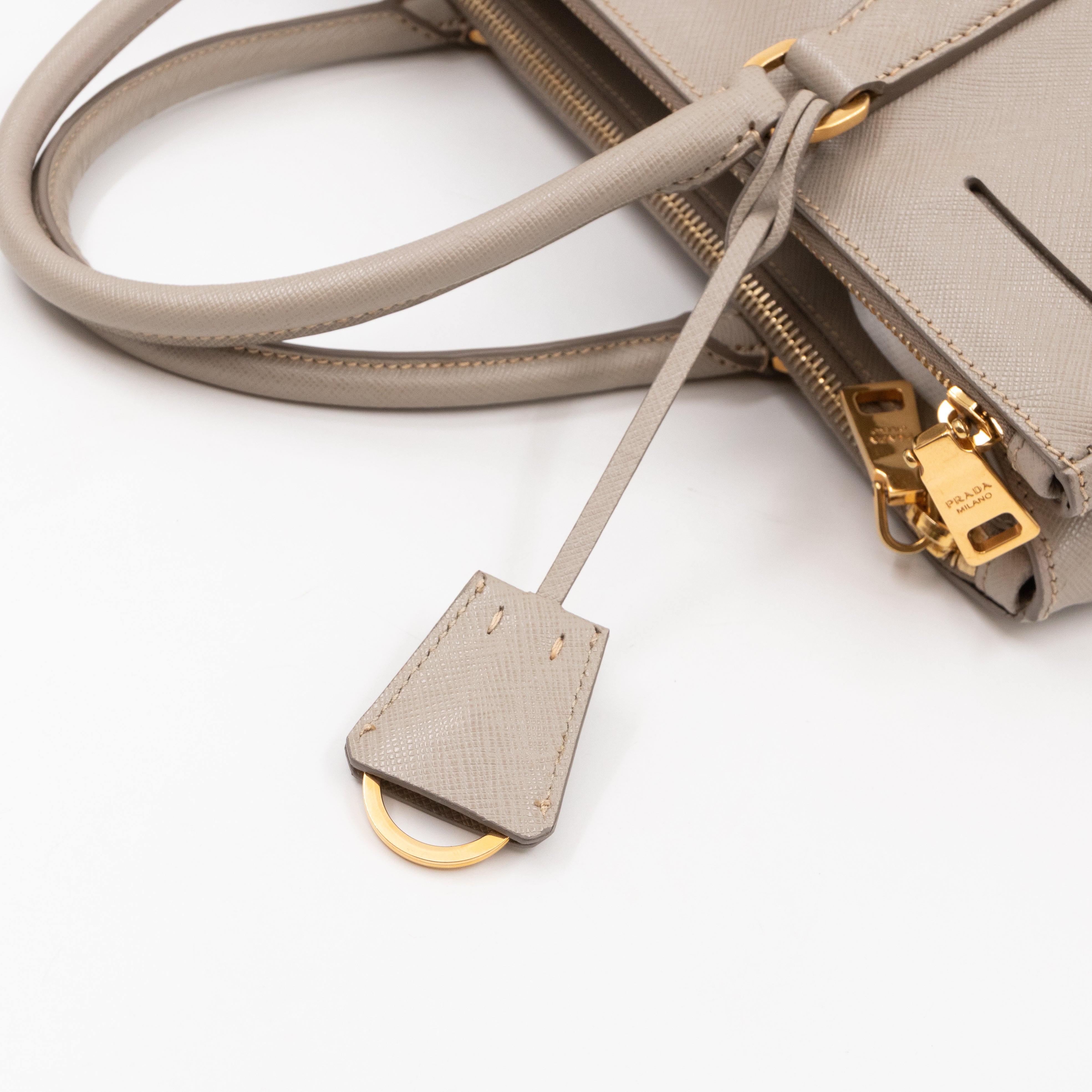 Galleria Large Double Zip Grey Taupe Saffiano Leather