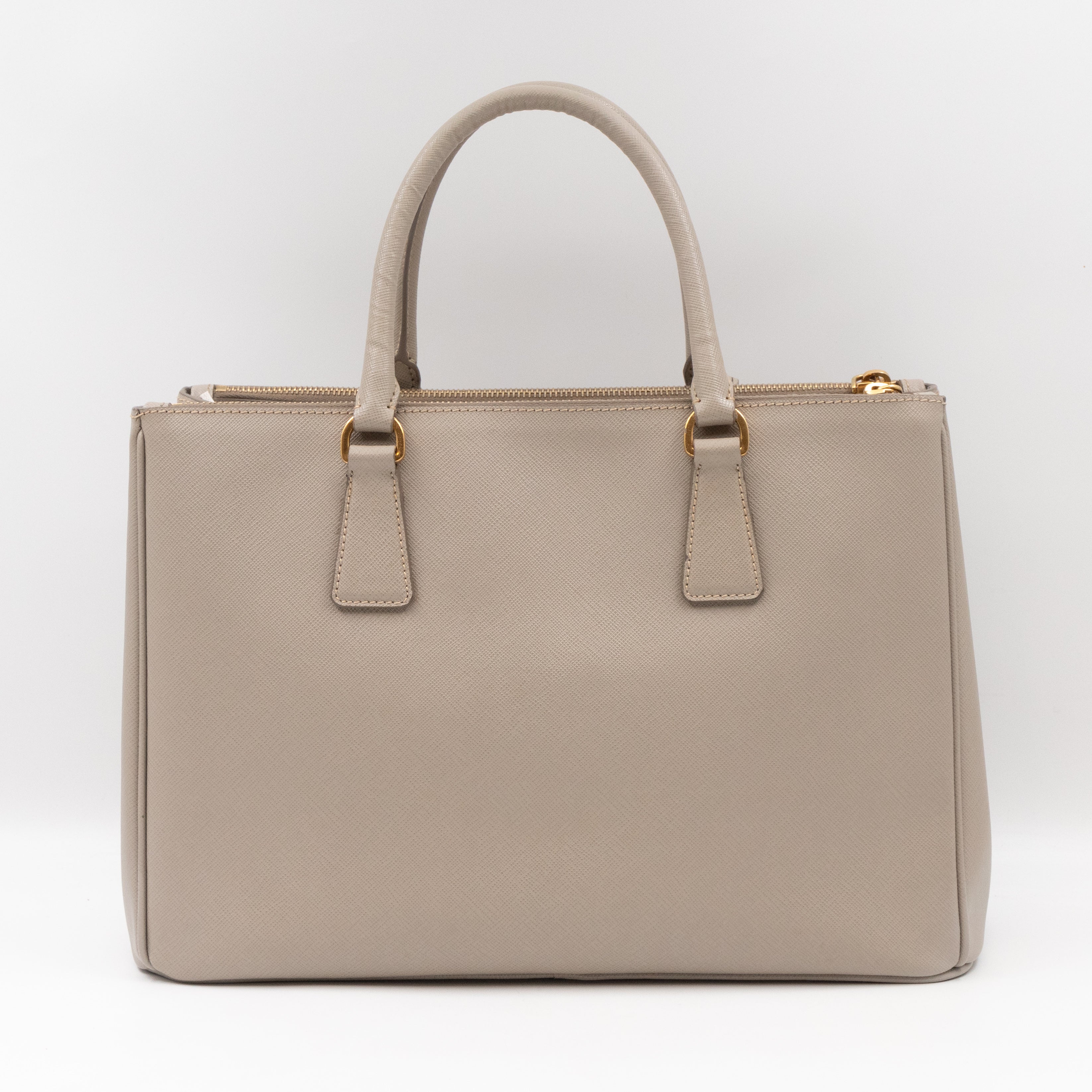 Galleria Large Double Zip Grey Taupe Saffiano Leather