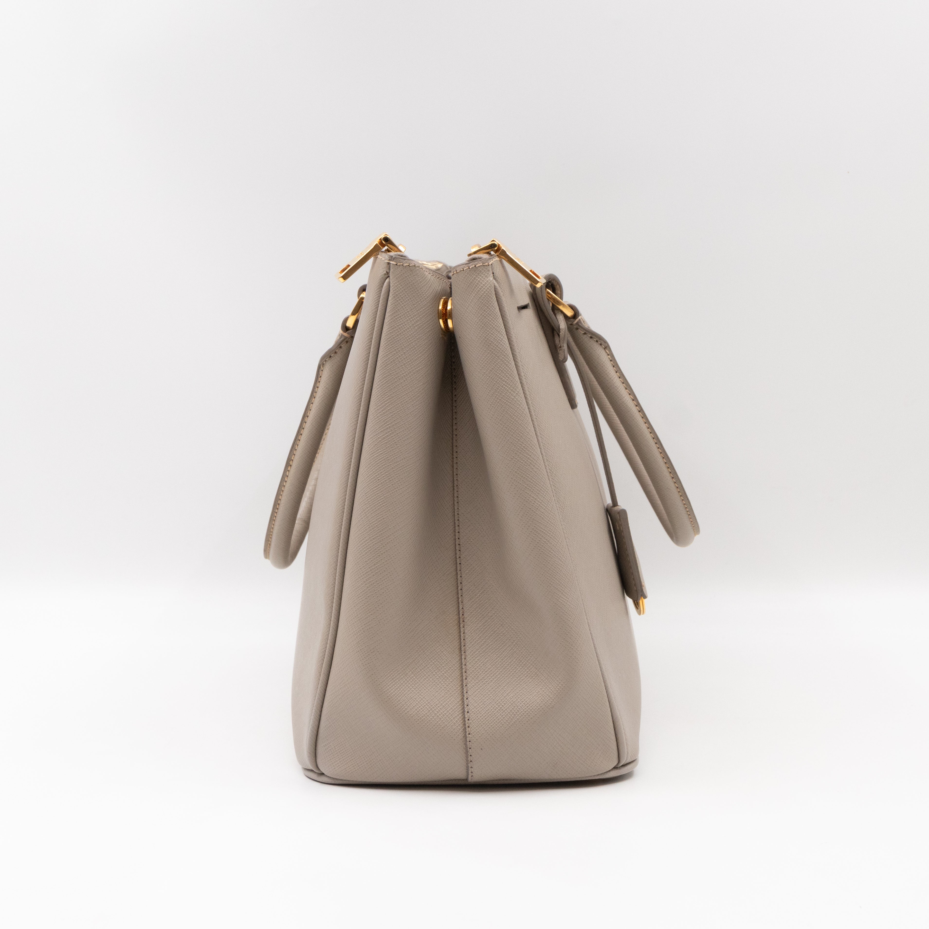 Galleria Large Double Zip Grey Taupe Saffiano Leather