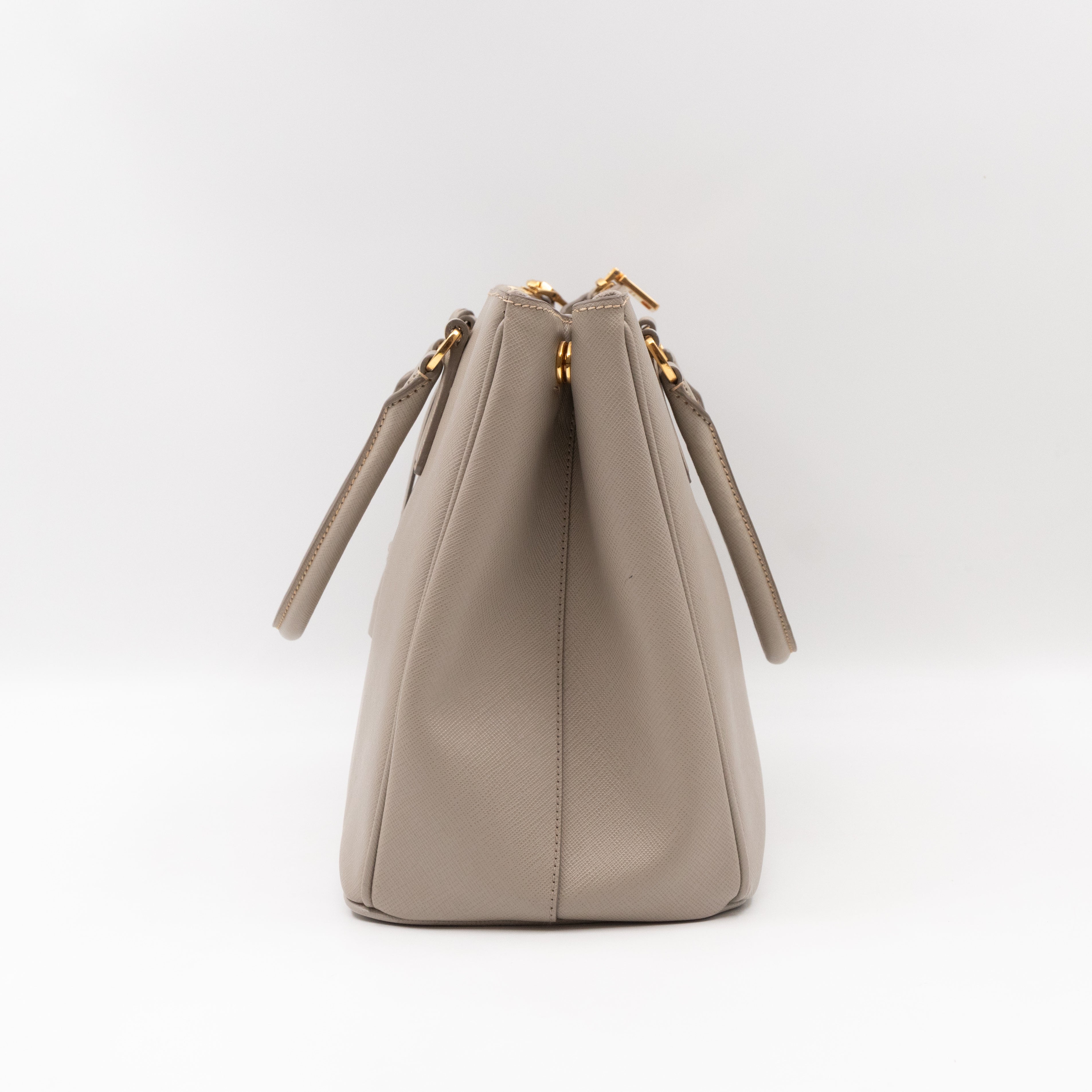 Galleria Large Double Zip Grey Taupe Saffiano Leather