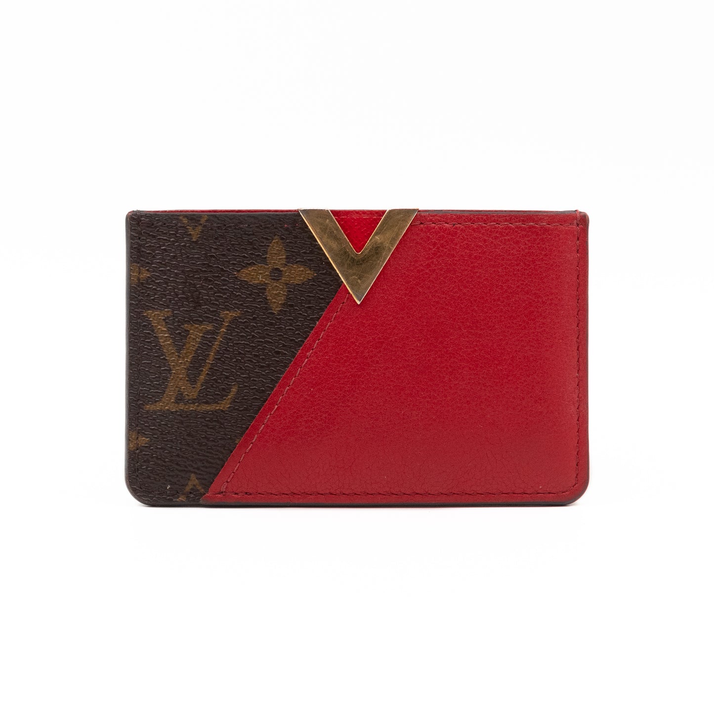 Kimono Card Holder Monogram & Red Leather