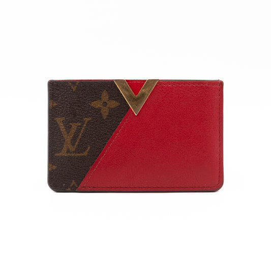 Kimono Card Holder Monogram & Red Leather