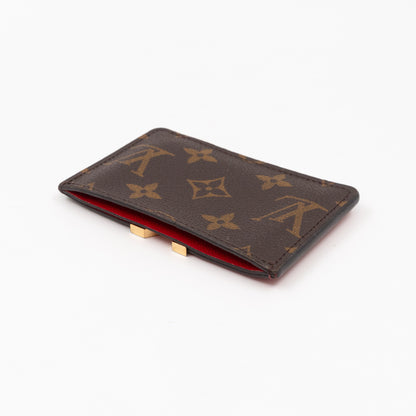 Kimono Card Holder Monogram & Red Leather