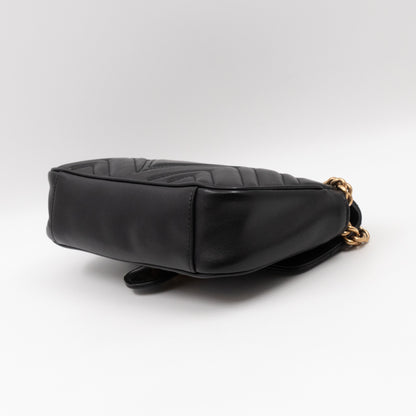 GG Marmont Flap Mini Black Matelassé Leather