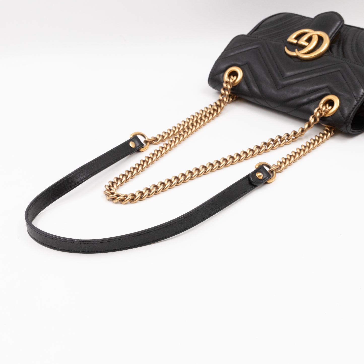 GG Marmont Flap Mini Black Matelassé Leather