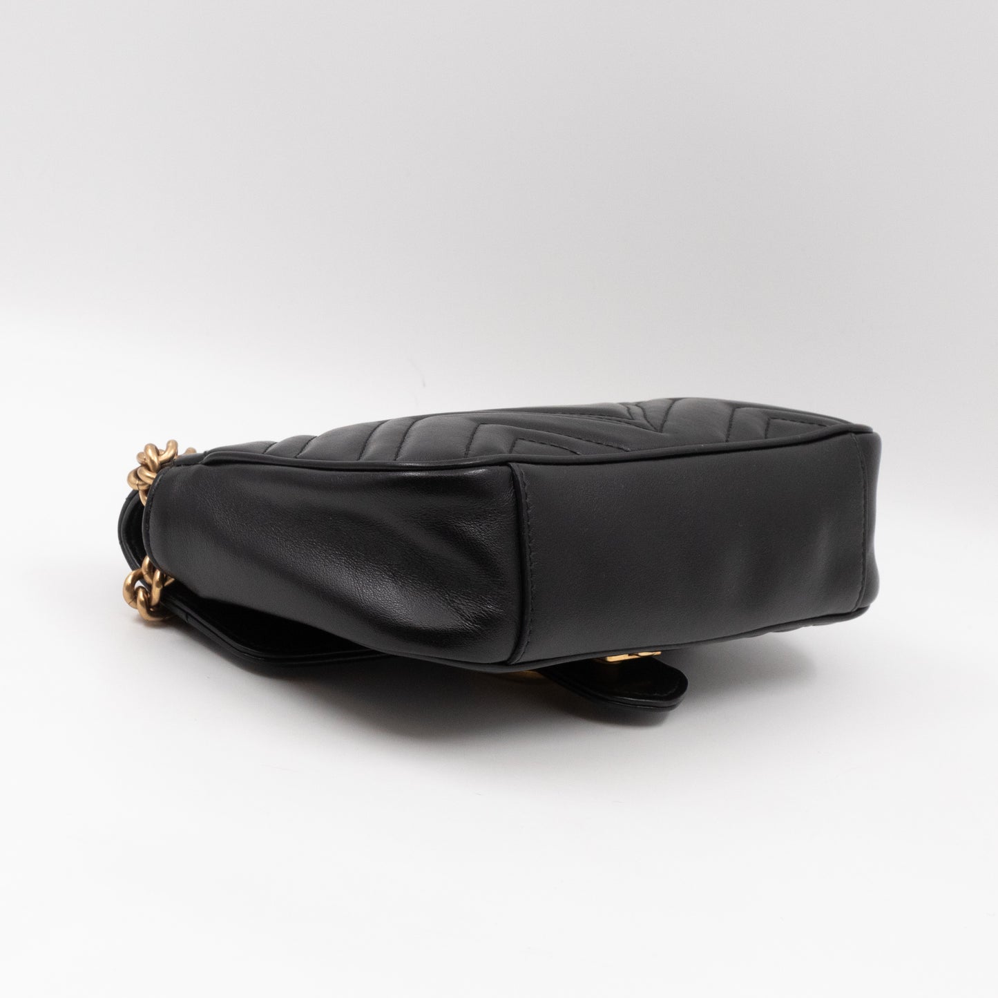 GG Marmont Flap Mini Black Matelassé Leather