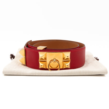 Collier de Chien Wide Belt Red Leather 80/32