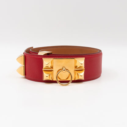 Collier de Chien Wide Belt Red Leather 80/32