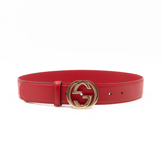 Interlocking G Buckle Belt Red Leather 70/28