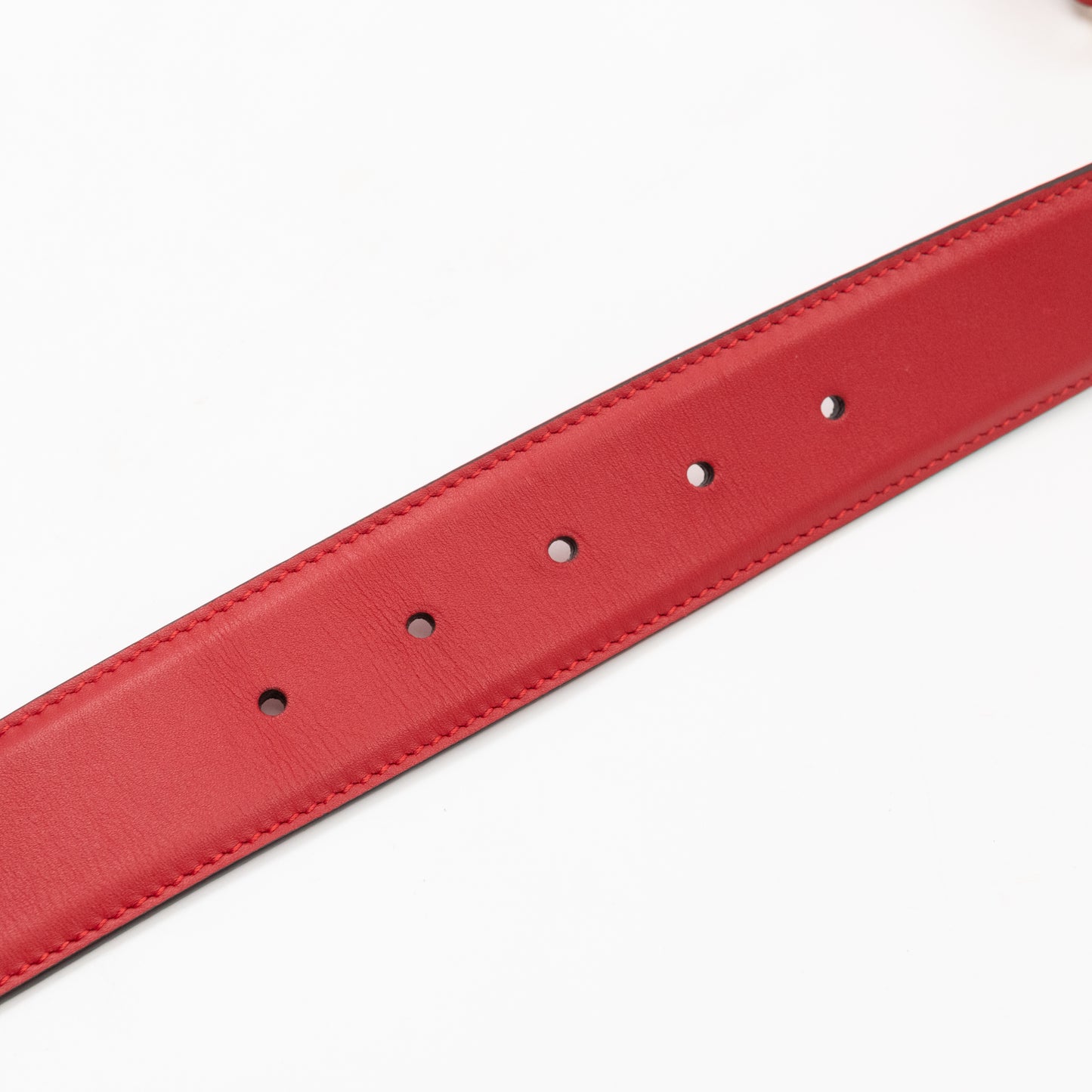 Interlocking G Buckle Belt Red Leather 70/28