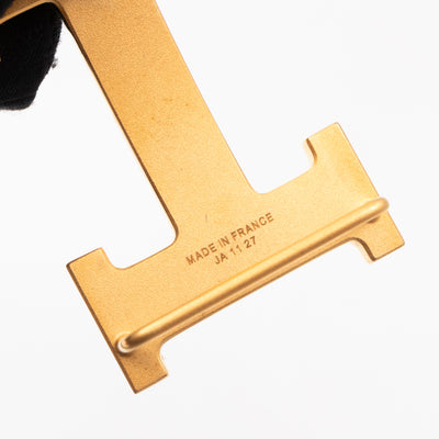 H Buckle & Reversible Gold and Black Leather Belt 95/37