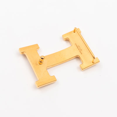 H Buckle & Reversible Gold and Black Leather Belt 95/37