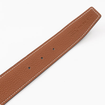 H Buckle & Reversible Gold and Black Leather Belt 95/37