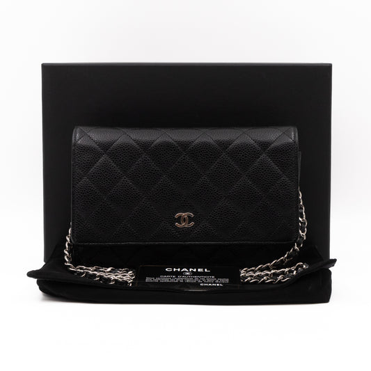 Classic Wallet On Chain Black Caviar Silver