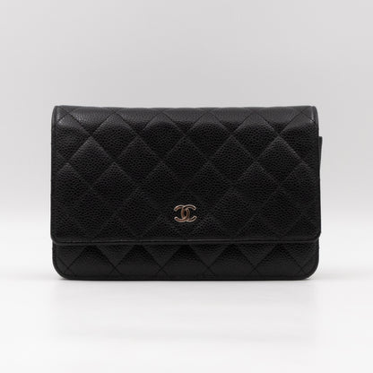 Classic Wallet On Chain Black Caviar Silver