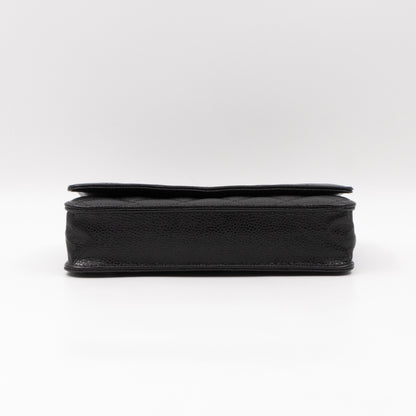 Classic Wallet On Chain Black Caviar Silver