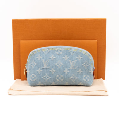 Cosmetic Pouch PM Monogram Sky Blue Denim