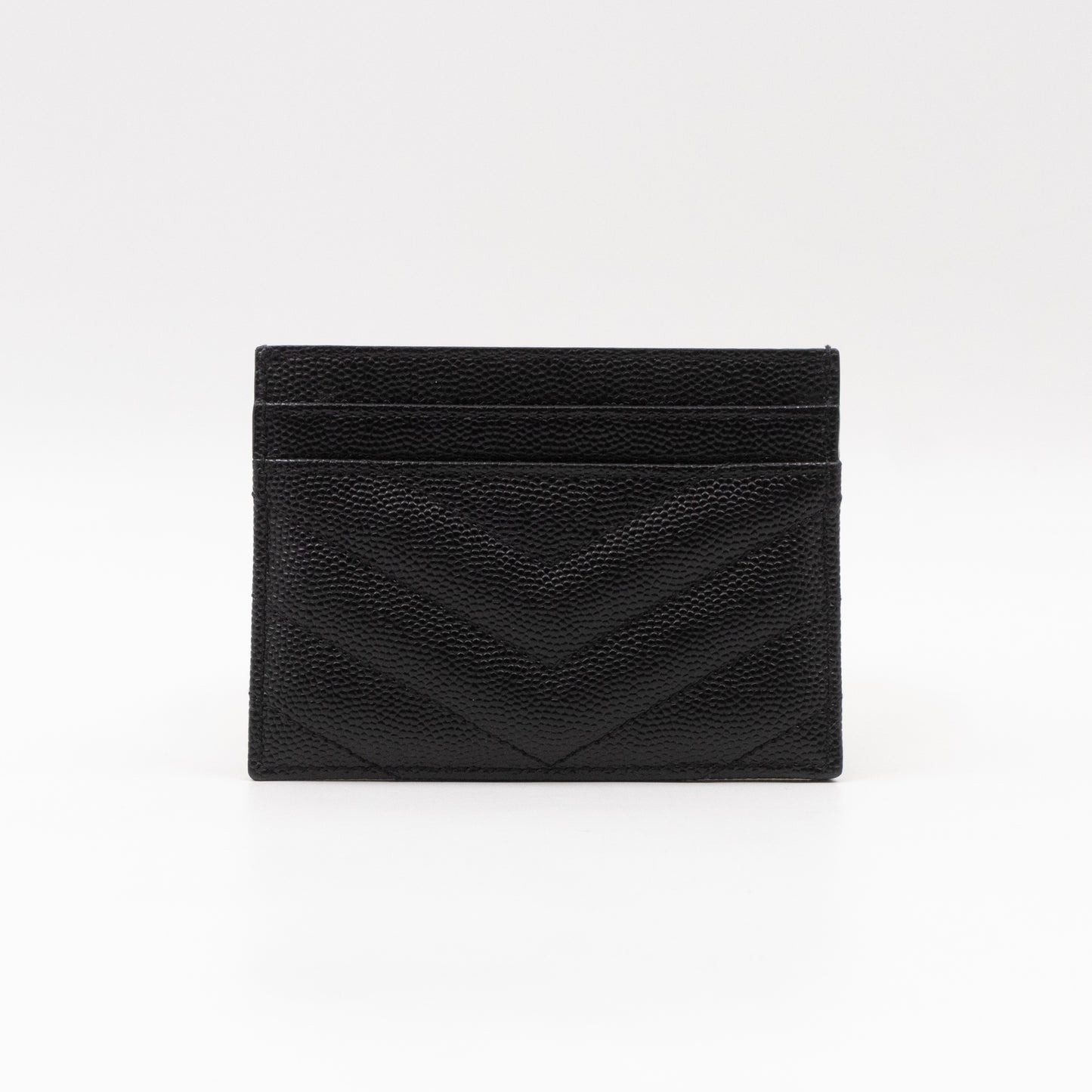 YSL Cassandre Card Holder Black Grained Leather