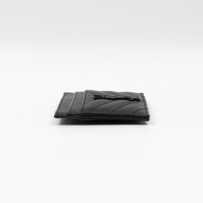 YSL Cassandre Card Holder Black Grained Leather