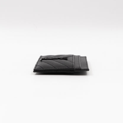 YSL Cassandre Card Holder Black Grained Leather