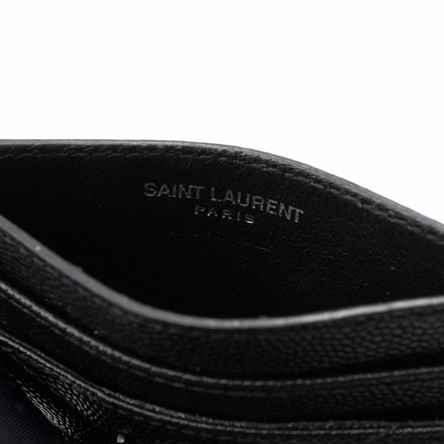 YSL Cassandre Card Holder Black Grained Leather