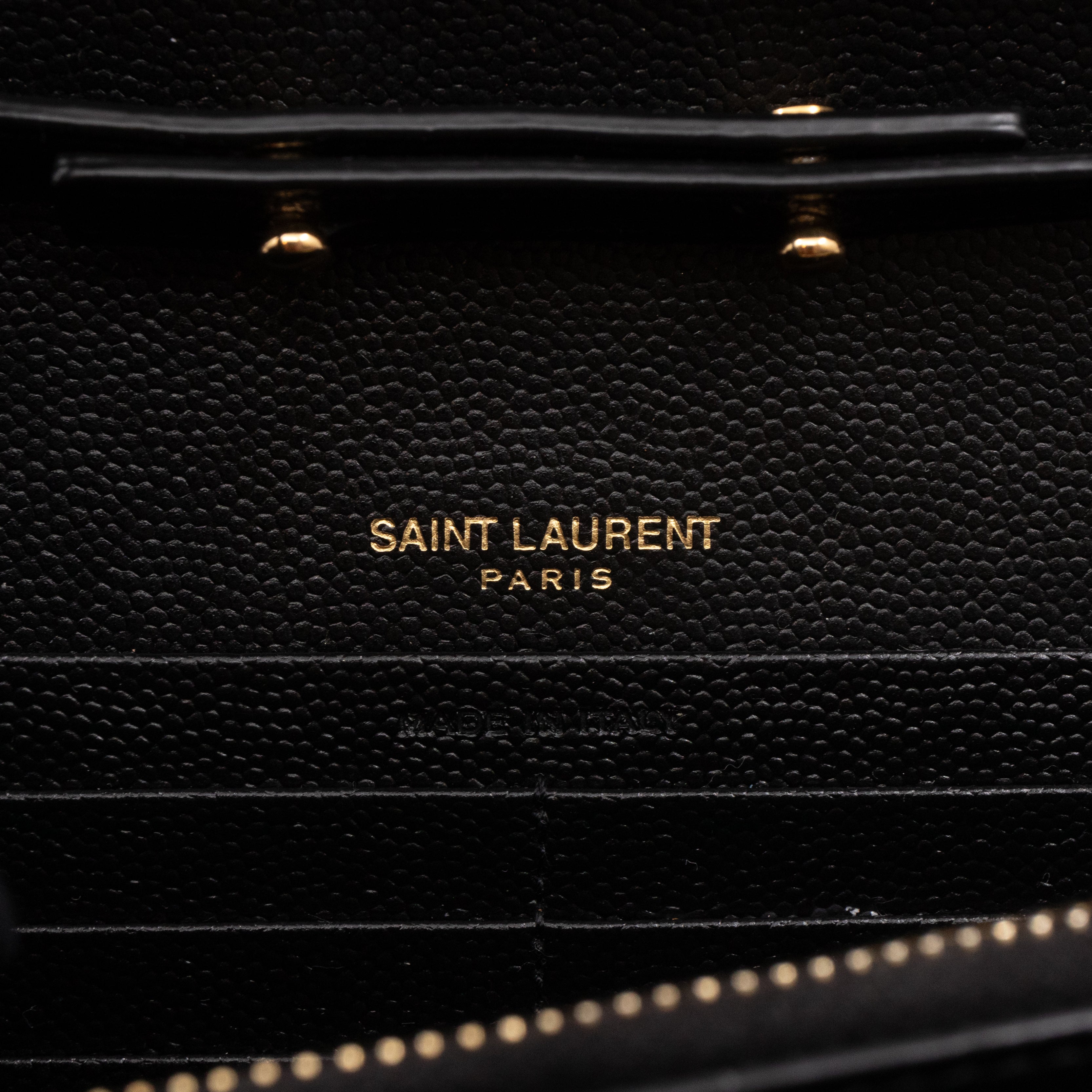 Cassandre Chain Wallet On Chain Black Grained Leather Gold