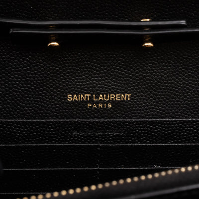 Cassandre Chain Wallet On Chain Black Grained Leather Gold