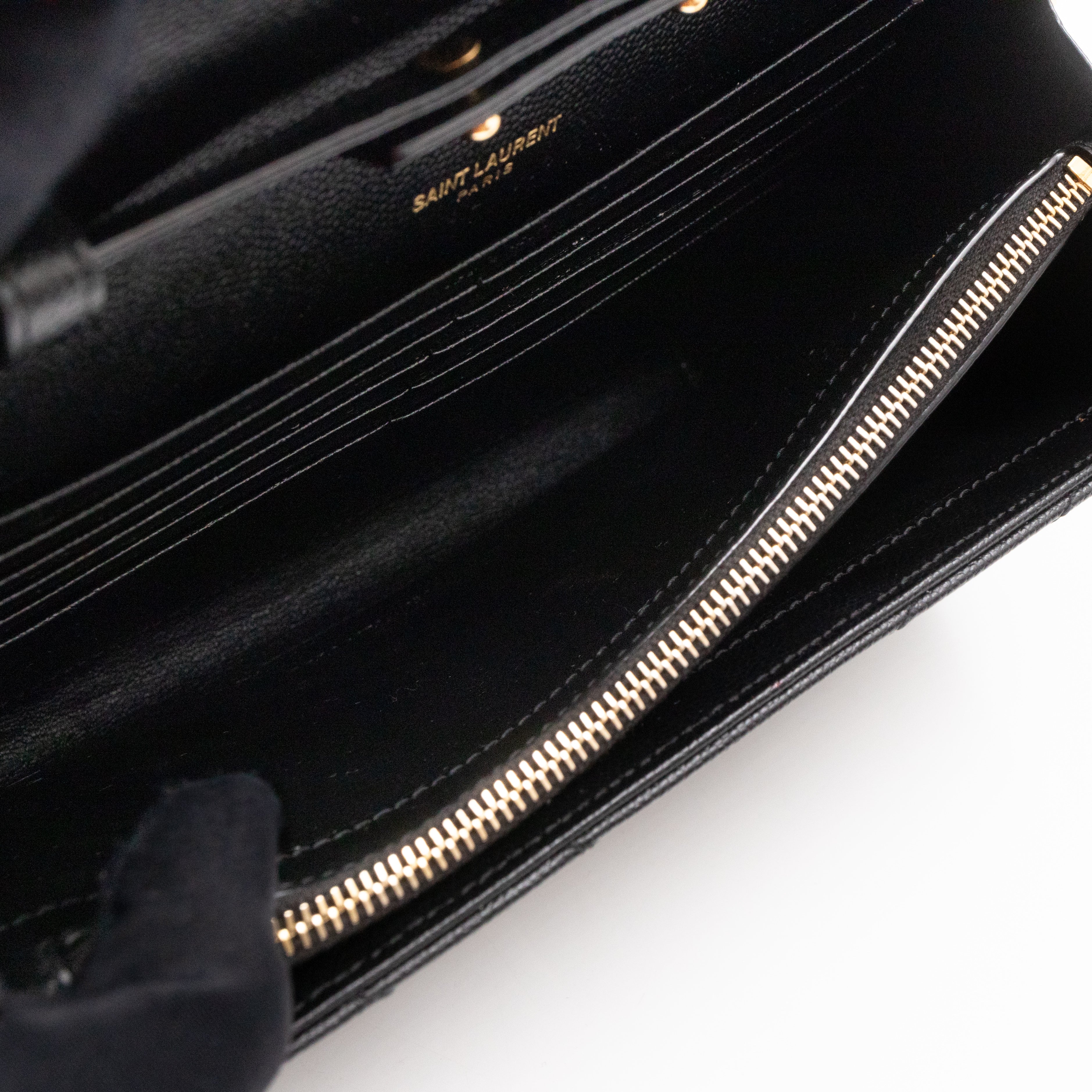 Cassandre Chain Wallet On Chain Black Grained Leather Gold