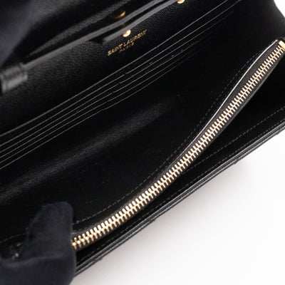 Cassandre Chain Wallet On Chain Black Grained Leather Gold