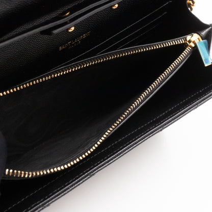 Cassandre Chain Wallet On Chain Black Grained Leather